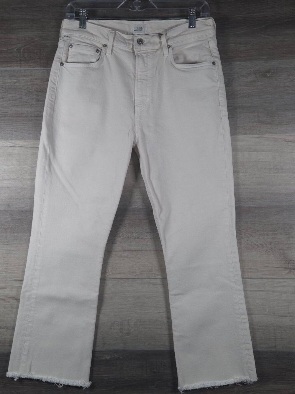 Citizens of Humanity Isola Cropped White Raw Hem Jeans Women's Size 29 High Rise